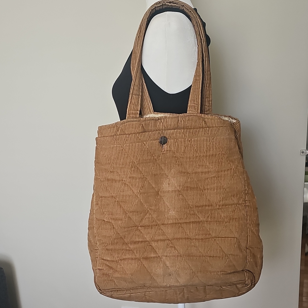 Everyday Quilted Corduroy Tote in Tan